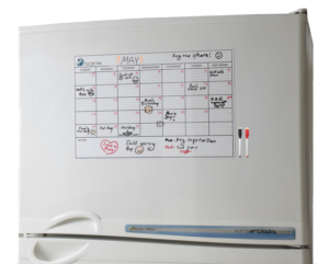 EcoMagNote- Monthly Magnetic Calendar Used On A Fridge Door